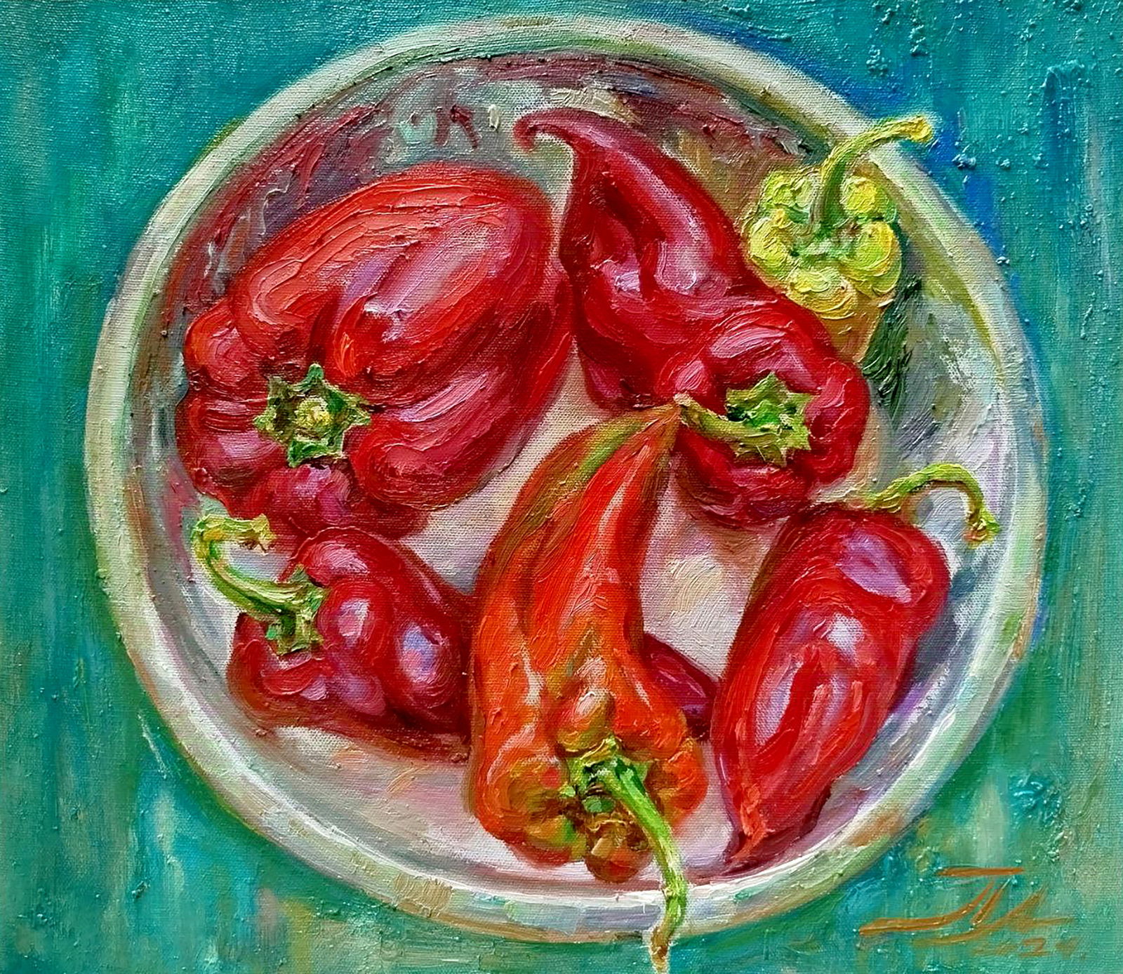 Oil painting Sweet pepper Leonid Pavlenko: Title: Oil painting Sweet pepper Leonid Pavlenko Description: 138PAVL Painter: Leonid Pavlenko Size: 35x40 cm/13.77x15.74 inches Components: oil, canvas Original painting CONDITION: excellent ARTIST: