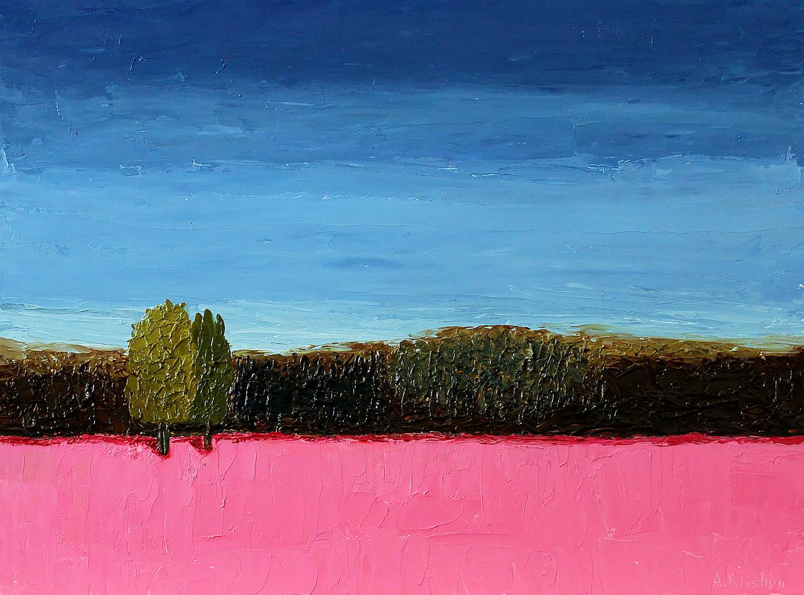 Oil painting Flower field Andriy Klishyn: Title: Oil painting Flower field Andriy Klishyn Description: 45KLISH Painter: Andriy Klishyn Size: 30x40 cm/11.81x15.74 inches Components: oil, dvp Original painting CONDITION: excellent ARTIST: Born