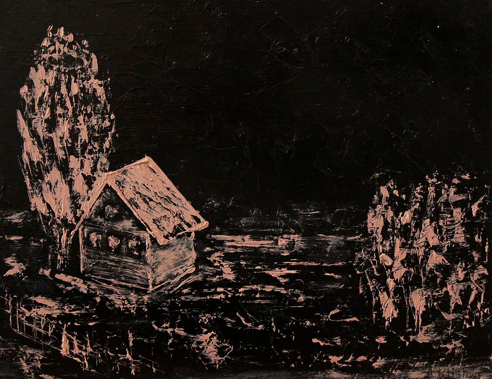 Oil painting House in the night Andriy Klishyn: Title: Oil painting House in the night Andriy Klishyn Description: 49KLISH Painter: Andriy Klishyn Size: 19.3x25 cm/7.59x9.84 inches Components: oil, dvp Original painting CONDITION: excellent