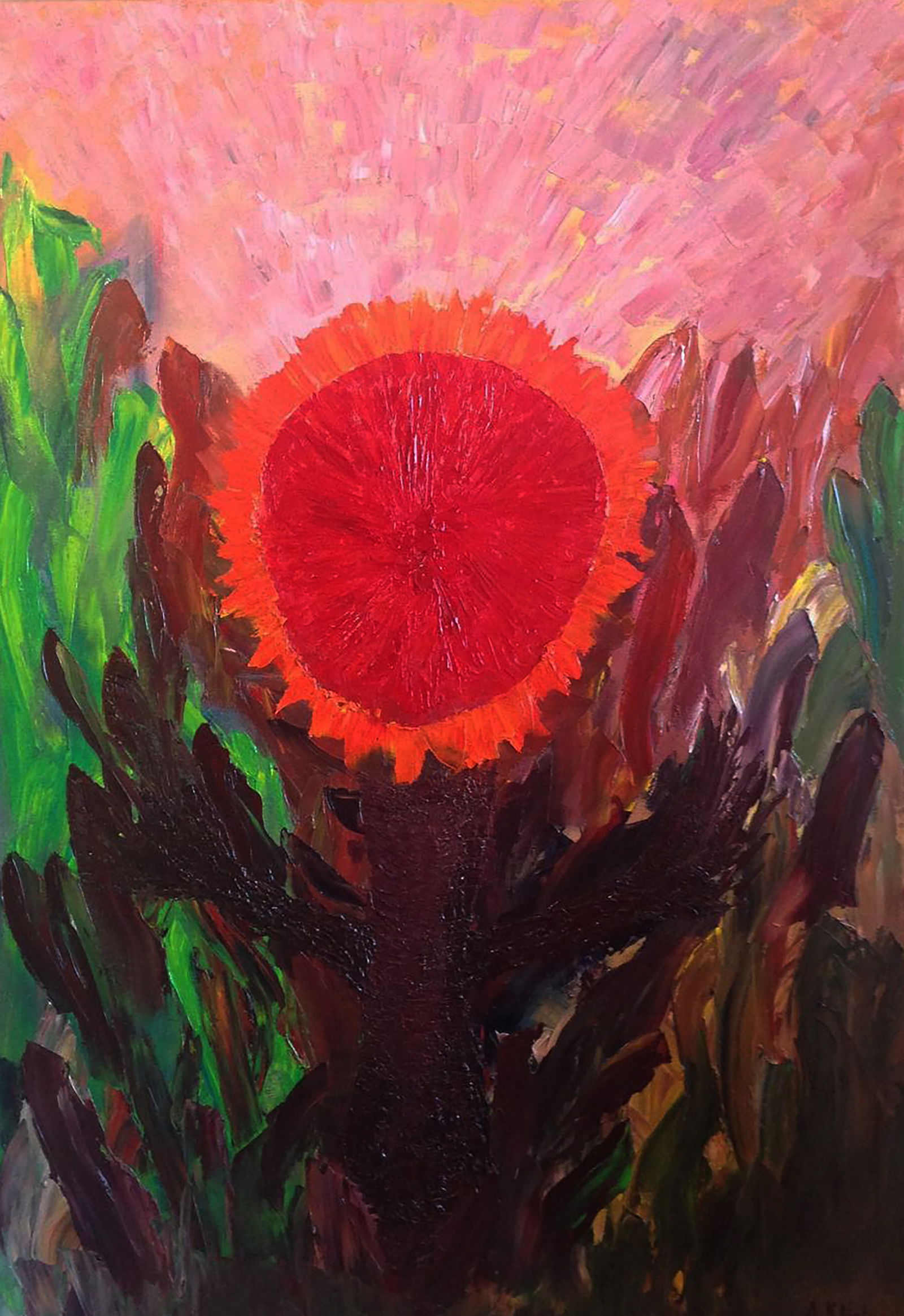 Oil painting Red flower Andriy Klishyn: Title: Oil painting Red flower Andriy Klishyn Description: 55KLISH Painter: Andriy Klishyn Size: 100x70 cm/39.37x27.55 inches Components: oil, canvas Original painting CONDITION: excellent ARTIST: Bor