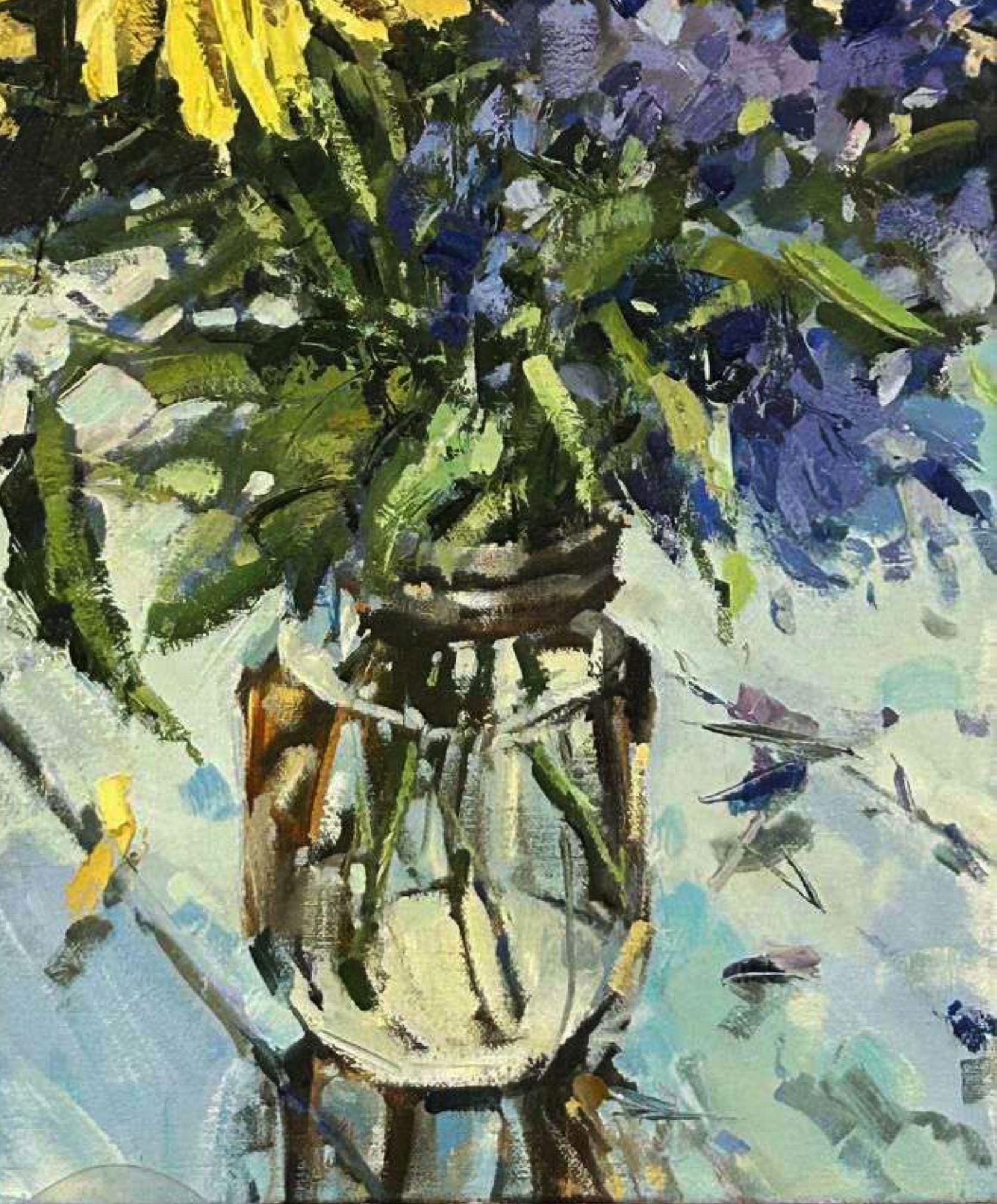 Oil painting Yellow and blue bouquet Igor Lysytsya - 5