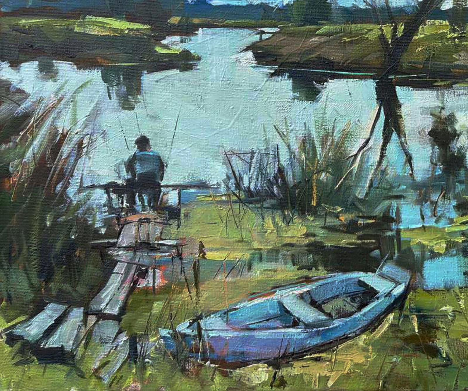 Oil painting On a summer fishing trip Igor Lysytsya - 3