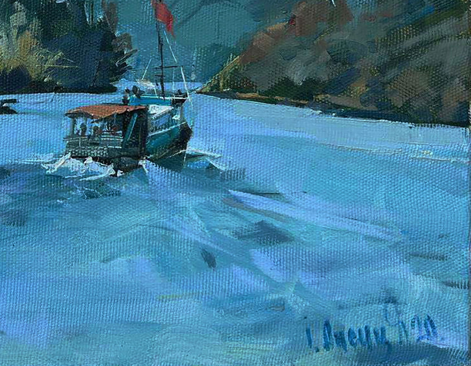 Oil painting China blue lake Igor Lysytsya - 2