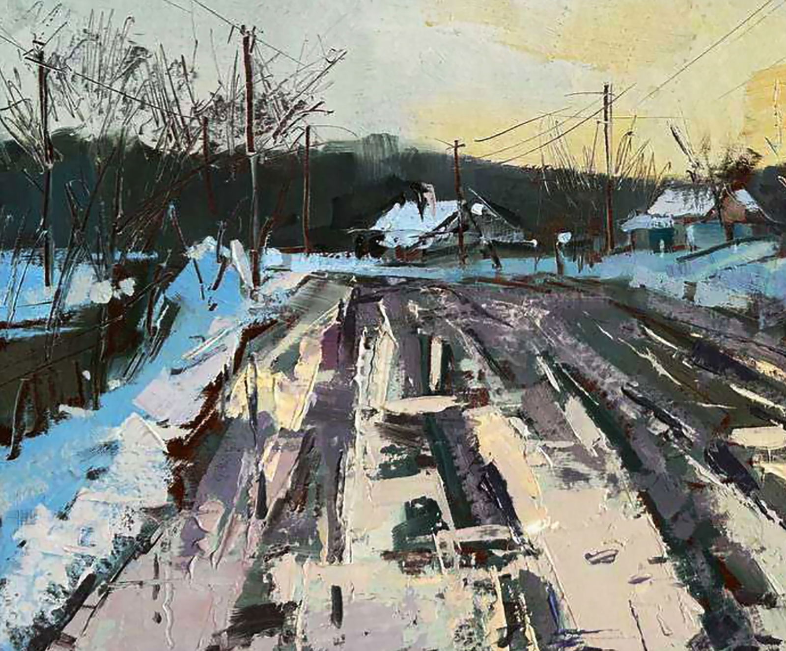 Oil painting Village street in the snow Igor Lysytsya - 4