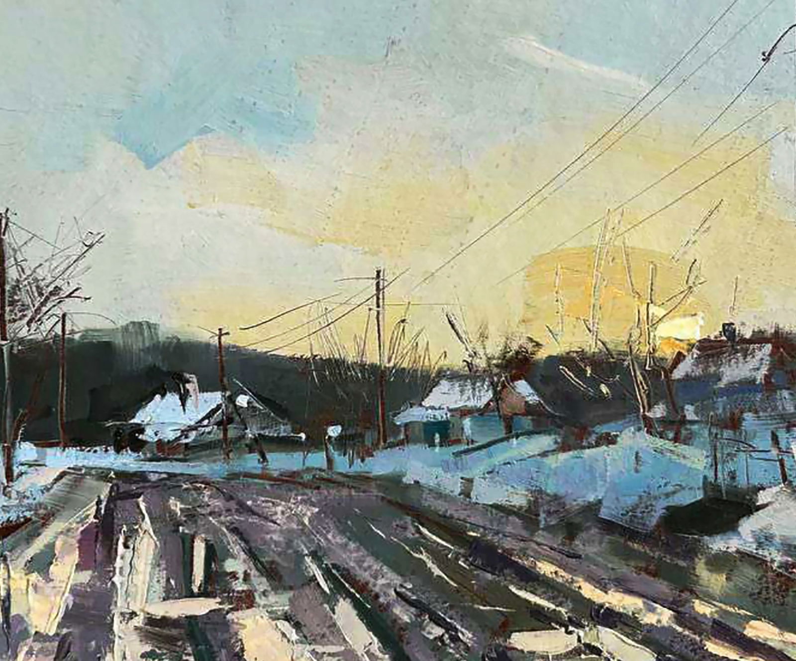 Oil painting Village street in the snow Igor Lysytsya - 7