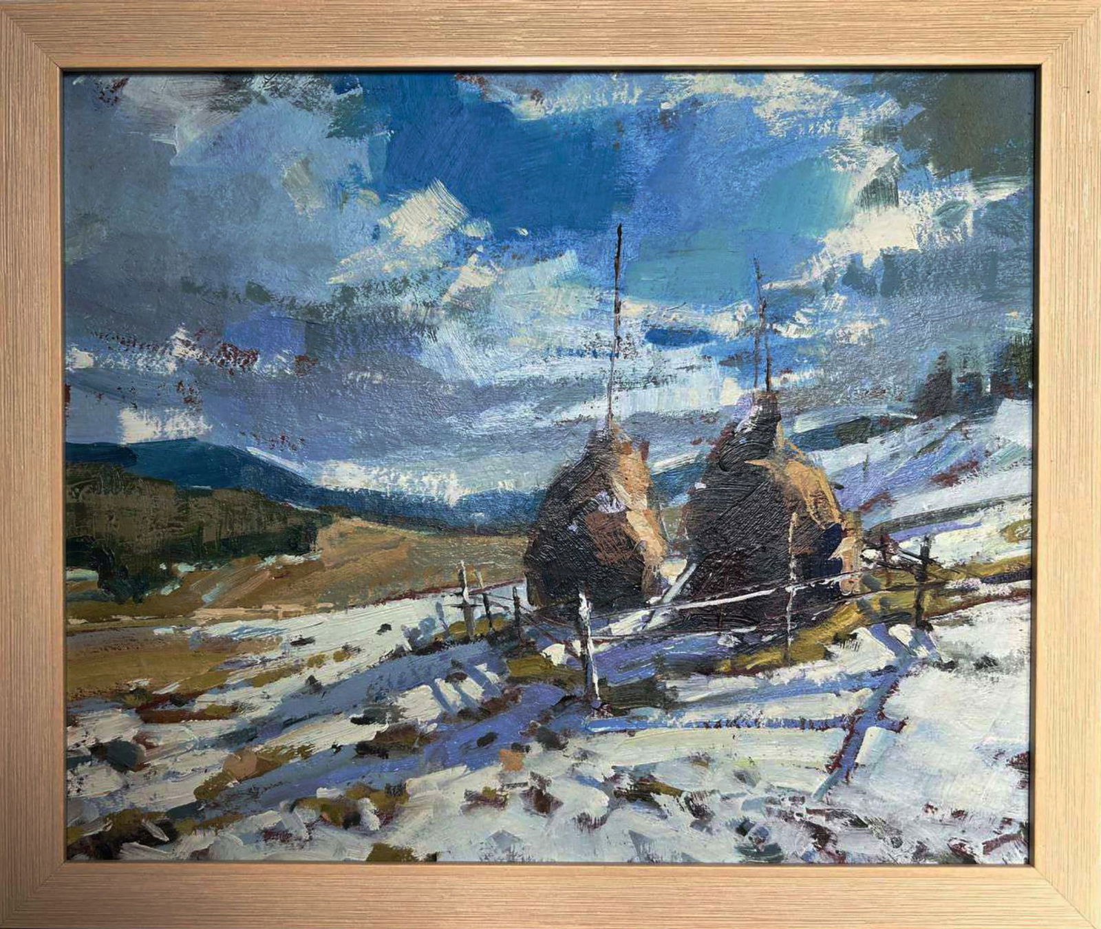 Oil painting First mountain snow Igor Lysytsya: Title: Oil painting First mountain snow Igor Lysytsya Description: 17LISITS Painter: Igor Lysytsya Size: 33x40 cm/12.99x15.74 inches Components: oil, cardboard Original painting CONDITION: excellent A