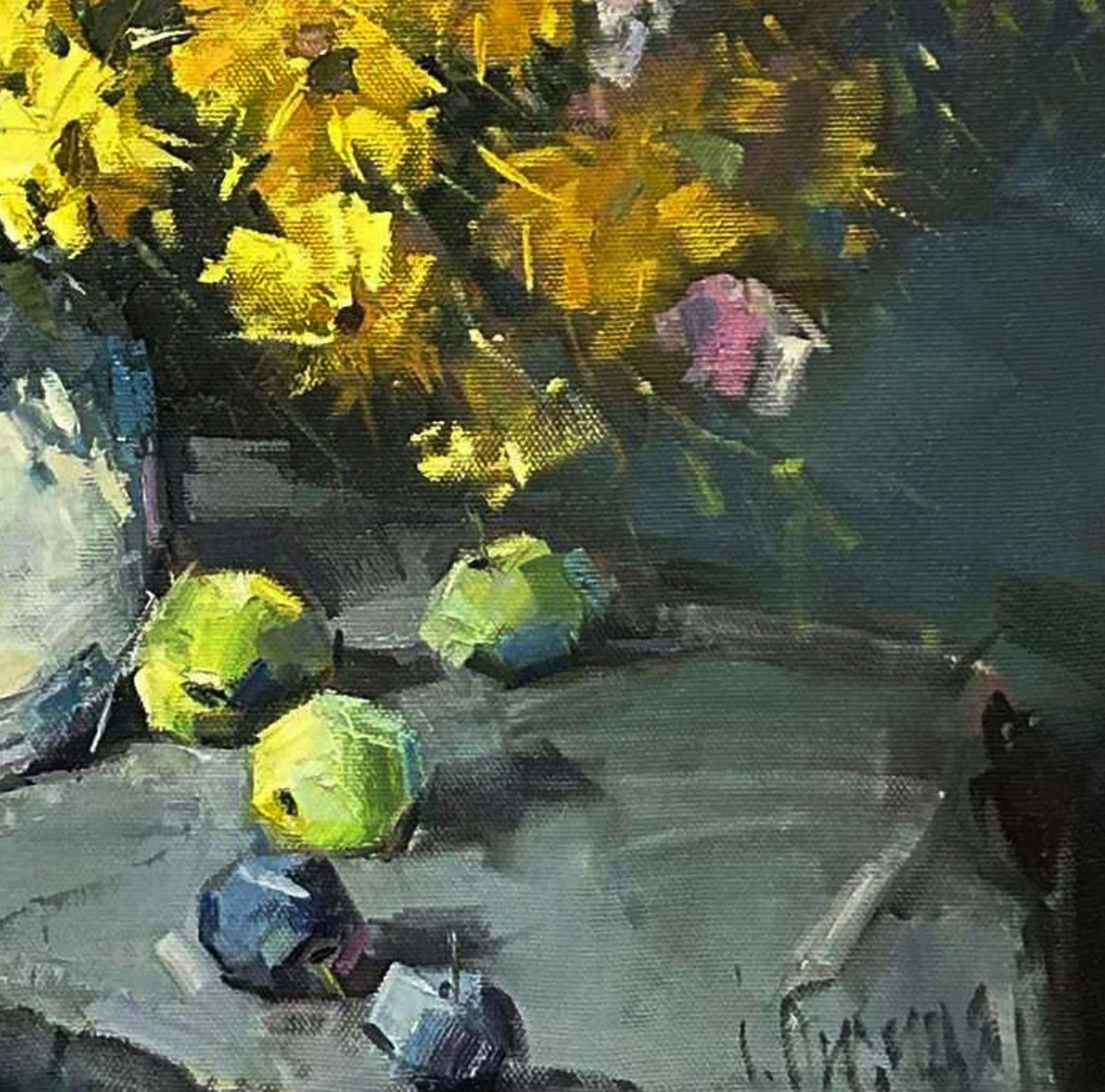 Oil painting Yellow chrysanthemums Igor Lysytsya - 2