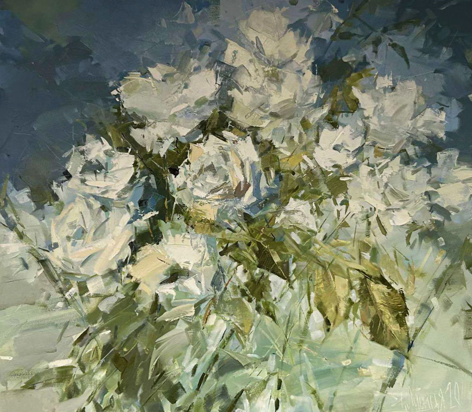 Oil painting A bouquet of white roses Igor Lysytsya (1 of 6)