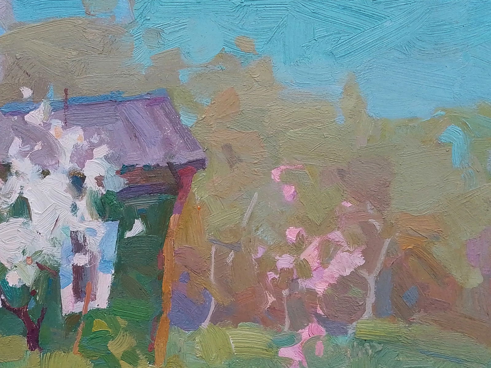 Oil painting Spring tree near the house Igor Tuzhikov - 5