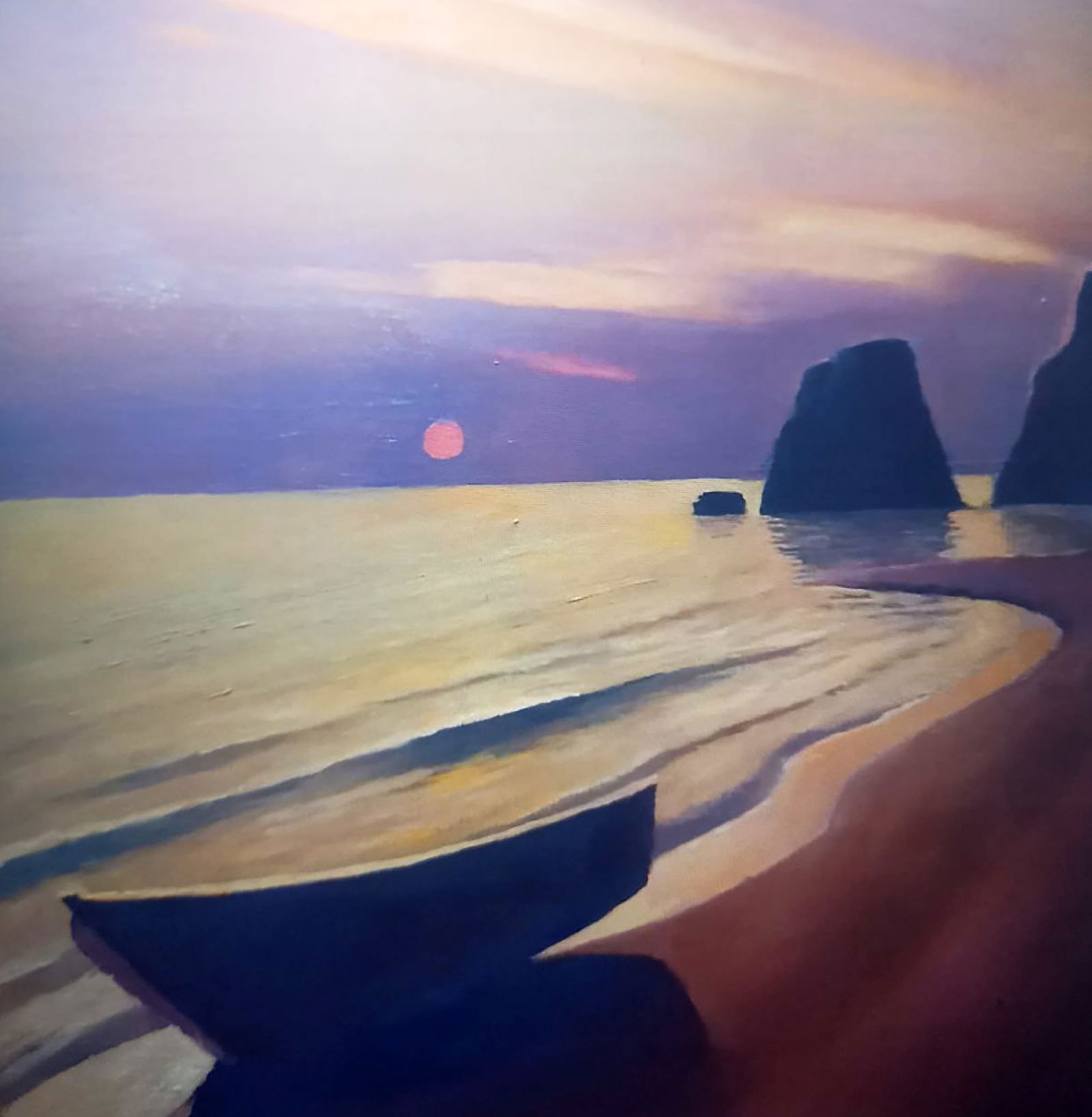 Oil painting Evening on the shore Alexander Strashevich: Title: Oil painting Evening on the shore Alexander Strashevich Description: 7STRASH Painter: Alexander Strashevich Size: 54x40 cm/21.25x15.74 inches Components: oil, board Original painting CONDITION: