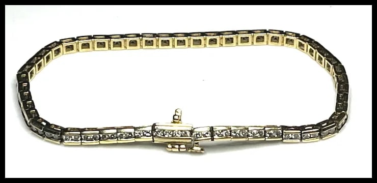 Estate 14k Yellow Gold 2 Carat Diamond Tennis Bracelet - 3