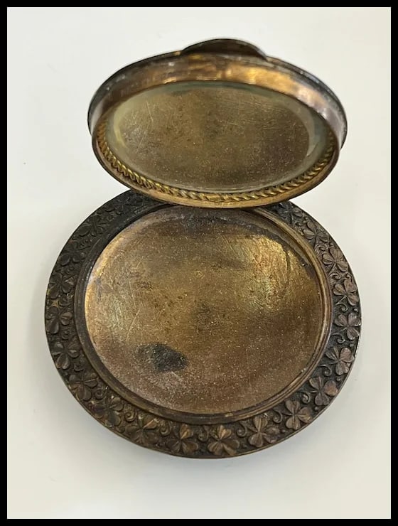 VINTAGE FRENCH ENAMEL FLORAL ROSE VIOLET COBALT BLUE ENAMEL COMPACT TRINKET BOX - 6