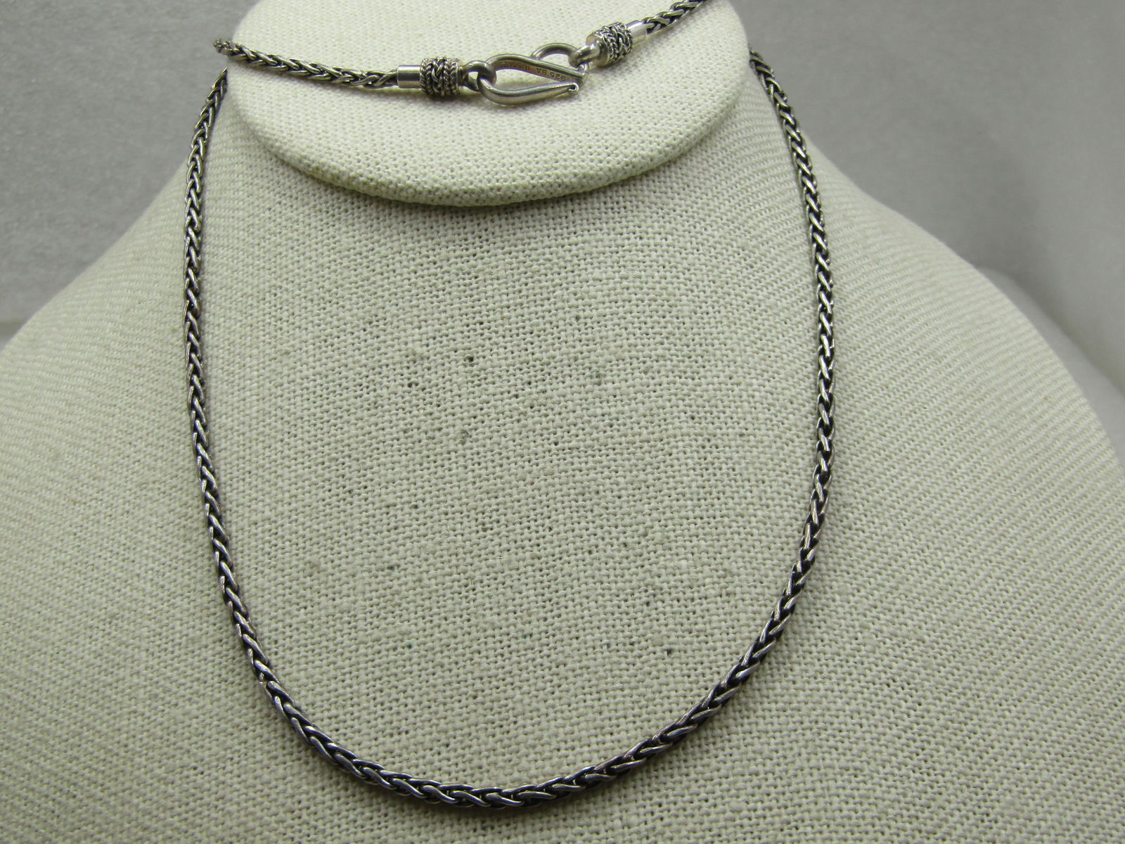 Vintage Sterling Byzantine Chain Necklace, 2.55mm", 24" Long, Signed BA, Unisex: Vintage Sterling Byzantine Chain Necklace, 2.5mm", 24" Long, Signed BA (which is Suarti). Marked .925 and Indonesia.It is appx. 2.5mm at the link and 5.5mm at the end caps. Bali-style endcaps on the c
