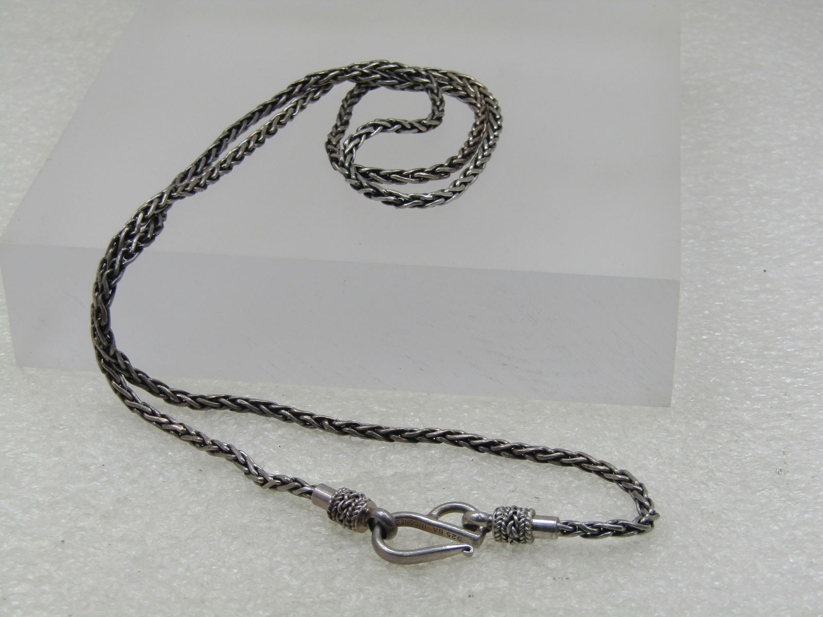 Vintage Sterling Byzantine Chain Necklace, 2.55mm", 24" Long, Signed BA, Unisex - 4