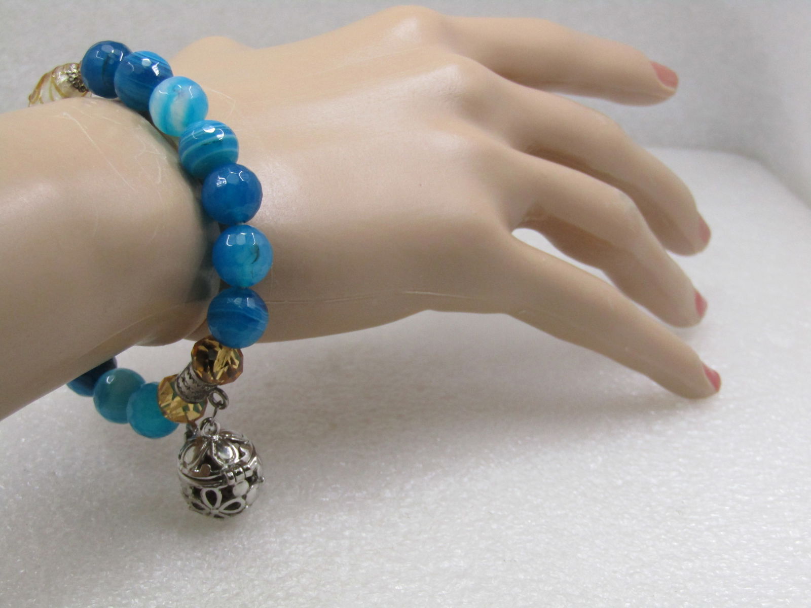 Vintage Faux Tuquoise Coiled Bracelet, Adjustable 6-8", 1960's-1970's - 6