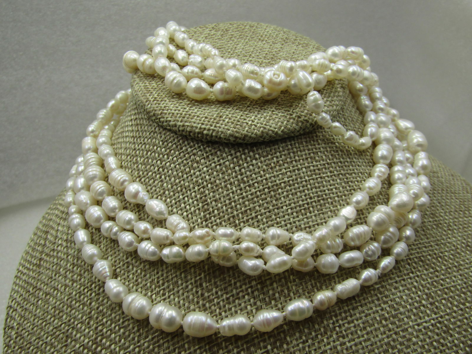Freshwater Knotted Pearl Necklace, 96" - 2