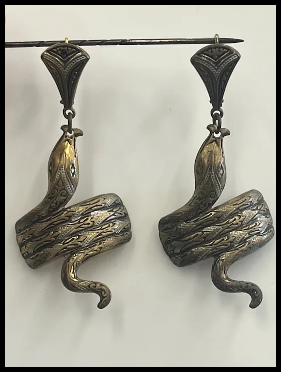 Vintage Coiled Snake/Cobra Golden Earrings - 2
