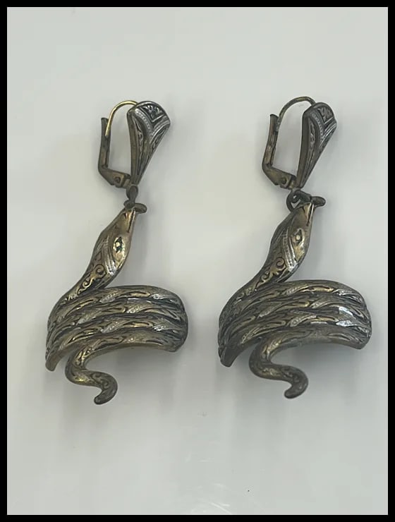Vintage Coiled Snake/Cobra Golden Earrings - 3