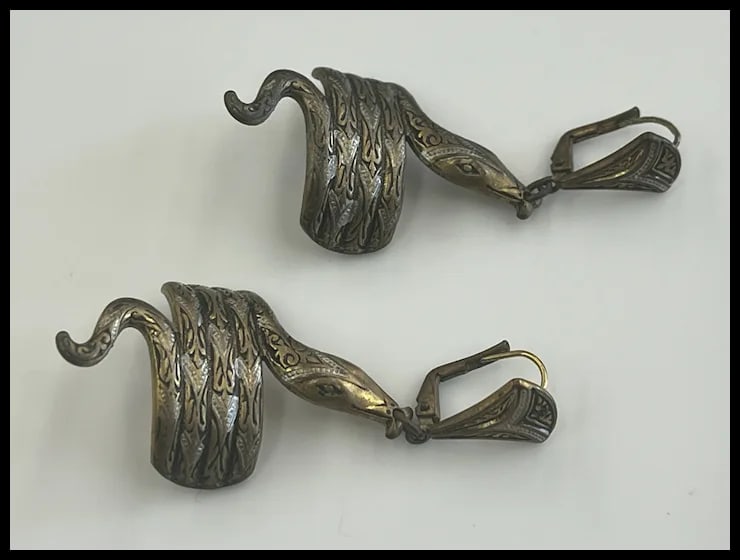 Vintage Coiled Snake/Cobra Golden Earrings - 4