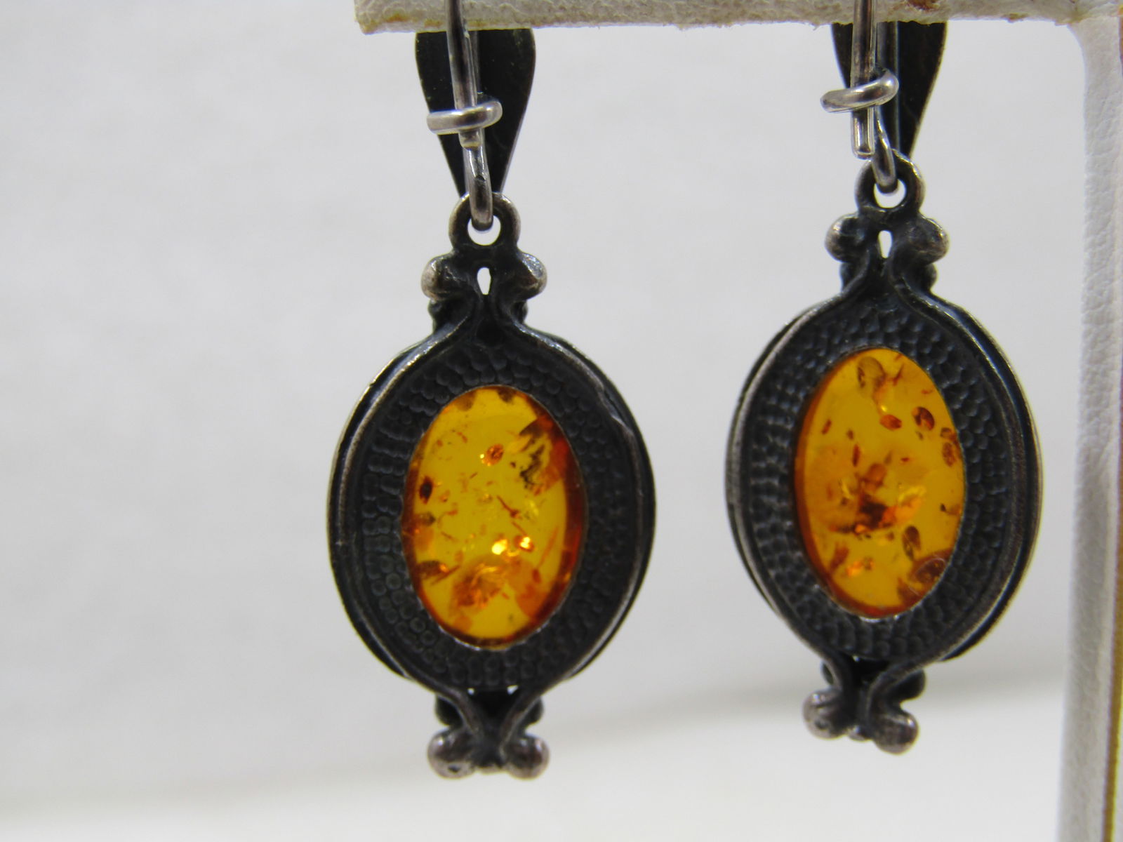 Vintage Sterling Amber Pierced Earrings, 1970's-1980's - 4
