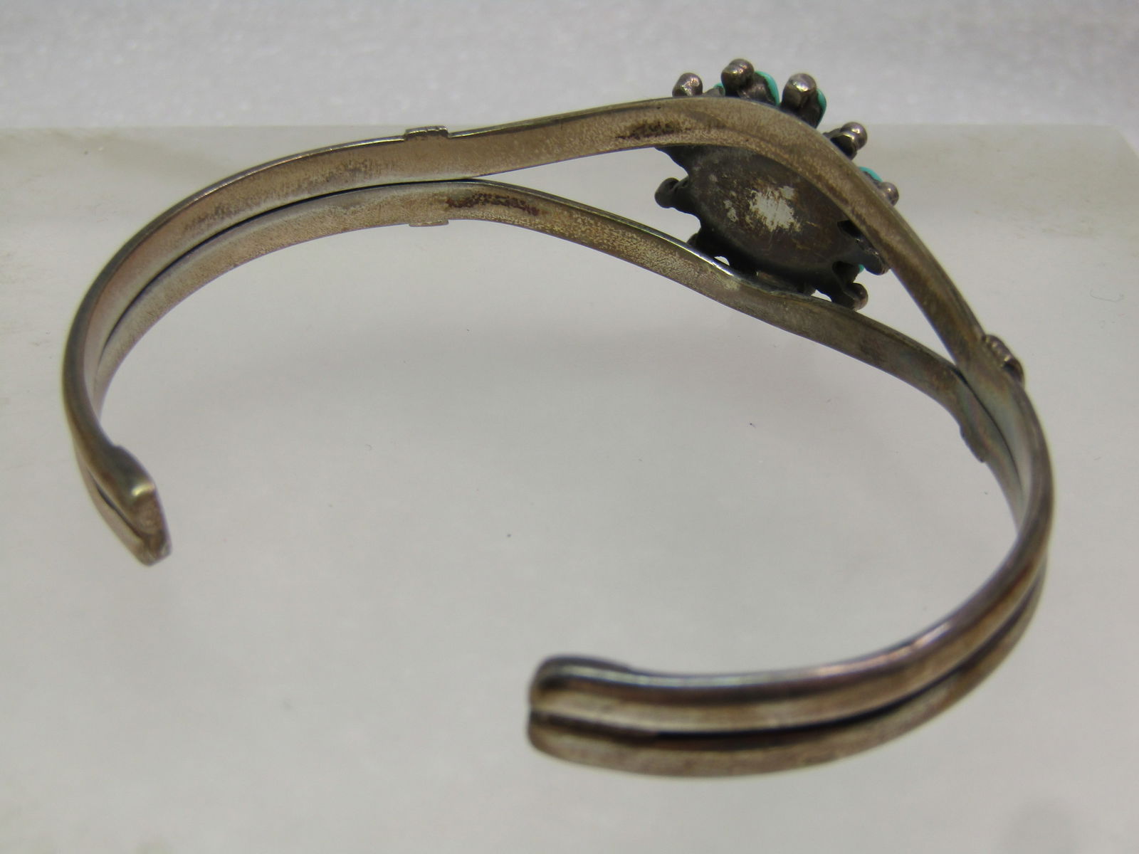 Vintage Southwestern Turquoise Red Coral Cuff Bracelet, 7", Zuni, 1970's-1980's - 6