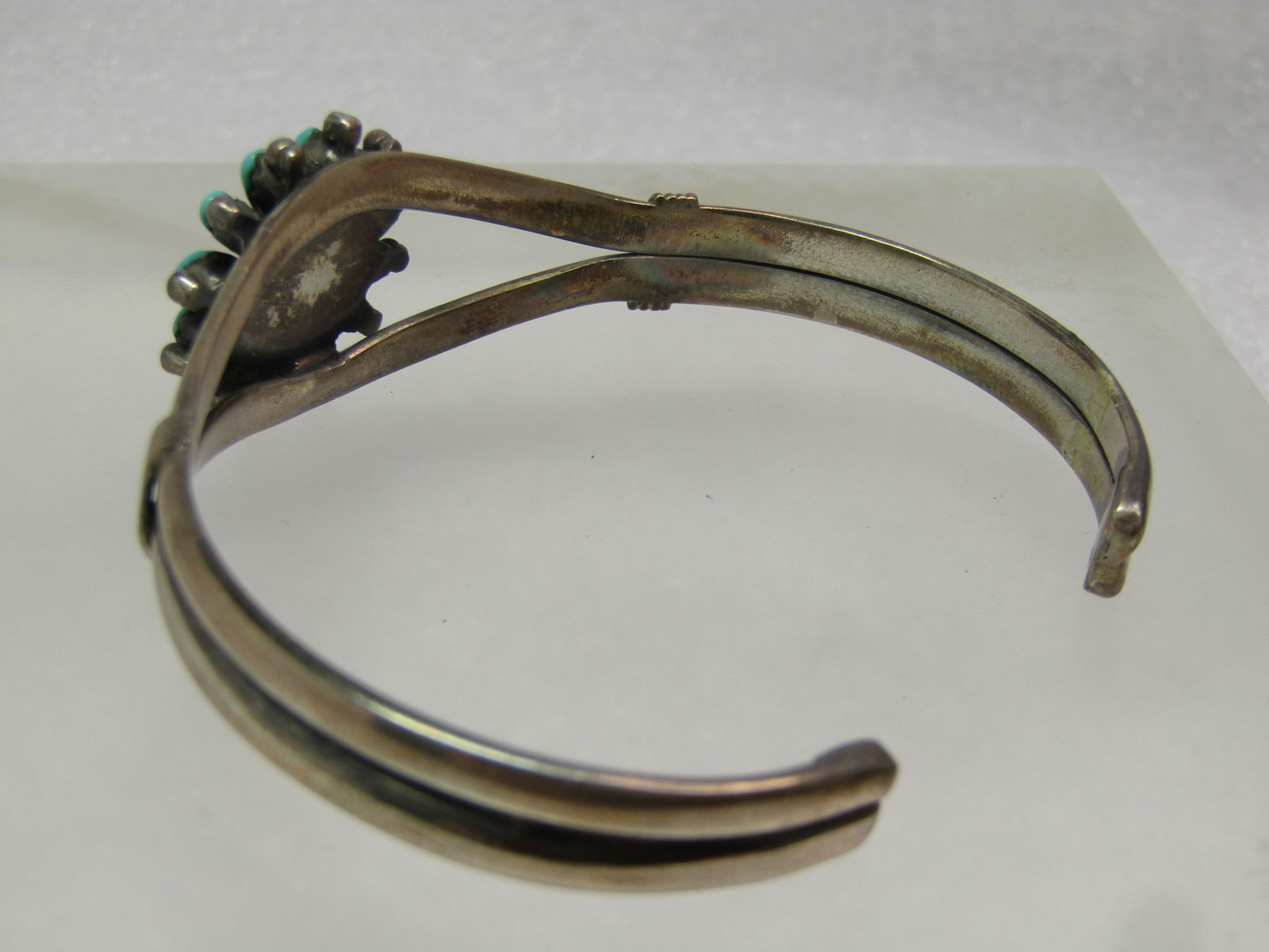 Vintage Southwestern Turquoise Red Coral Cuff Bracelet, 7", Zuni, 1970's-1980's - 7