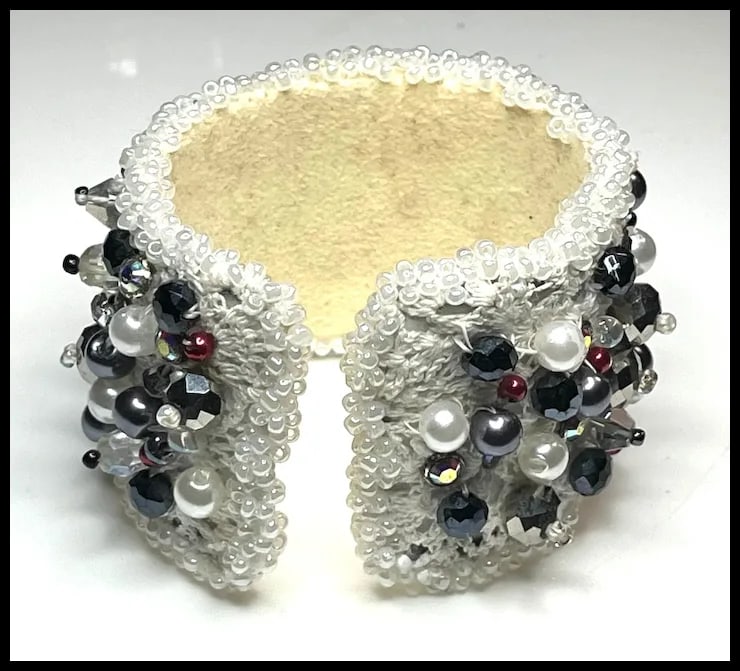 Vintage Handmade Artisan Beaded Elephant Bracelet/Cuff - 7