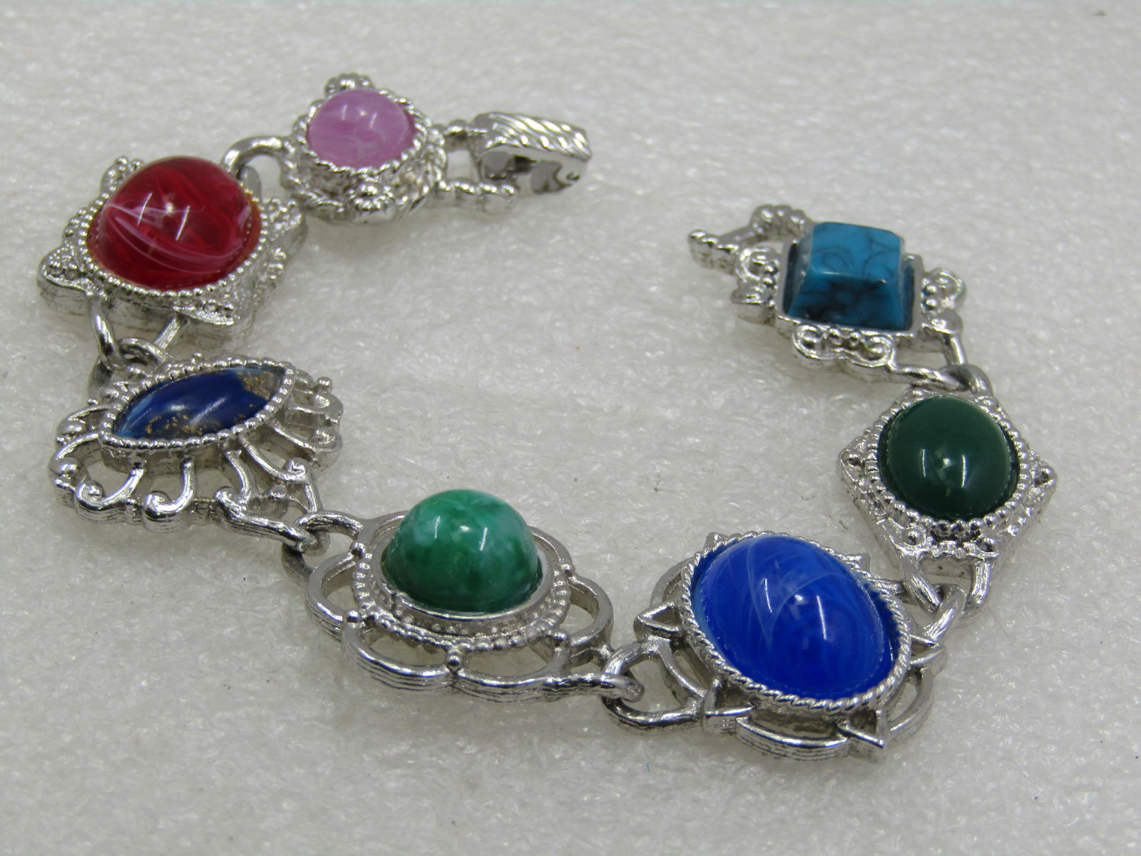 Vintage Southwestern Faux Agate Bracelet, Sarah Coventry, 7.5" - 2