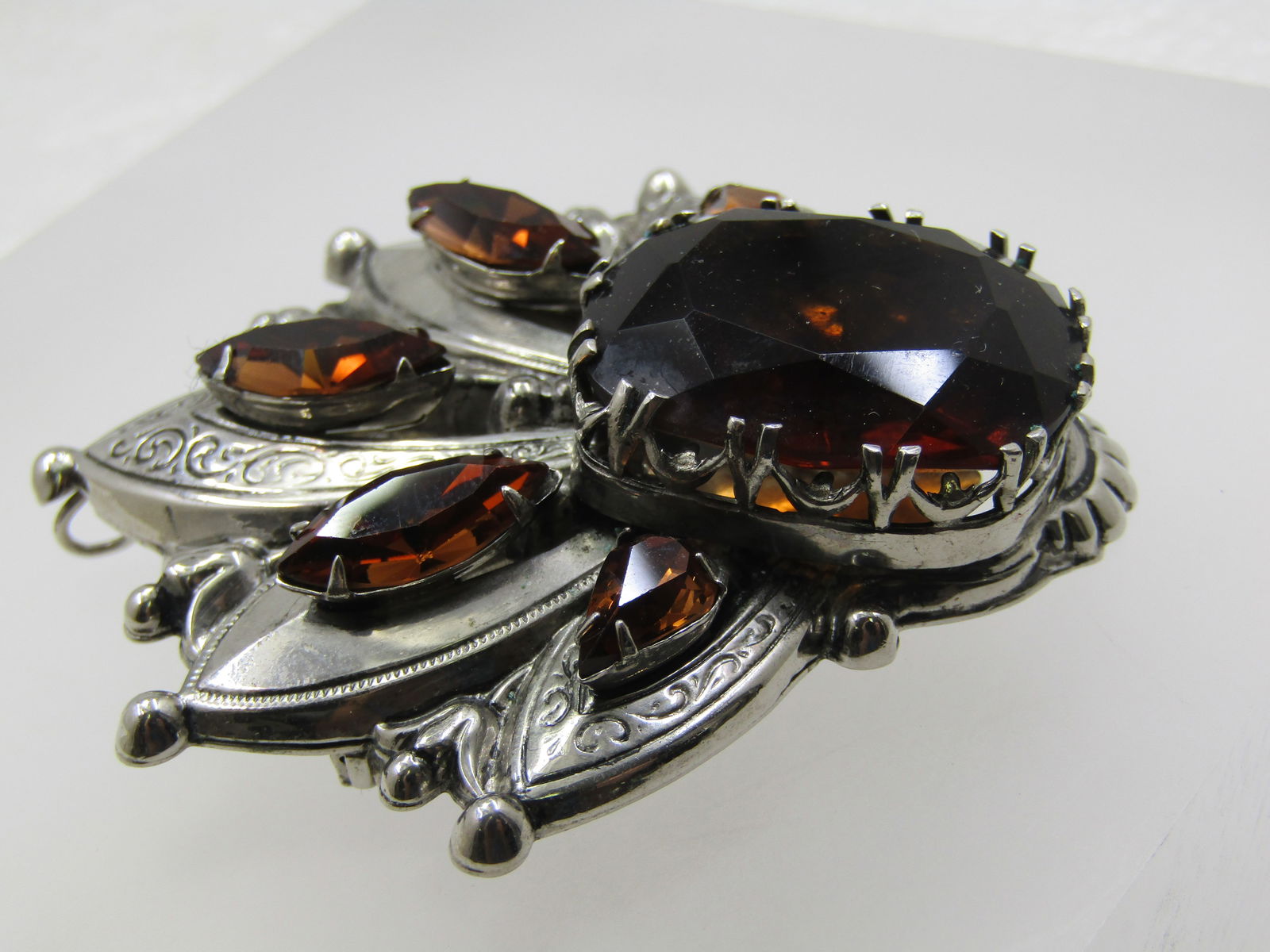 Vintage Smoky Rhinestone Brooch & Earrings, Sarah Coventry. 1960’s. - 2