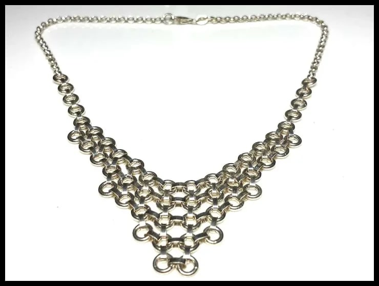 Estate Italian Sterling Silver Chainmail Bib Necklace - 3