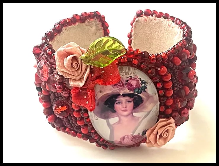 Vintage Handmade Artisan Beaded Bracelet/Cuff - 2