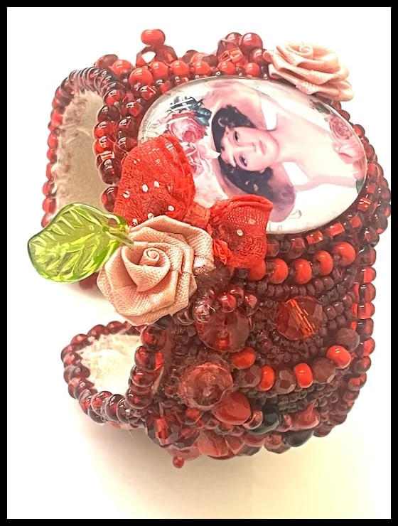 Vintage Handmade Artisan Beaded Bracelet/Cuff - 3