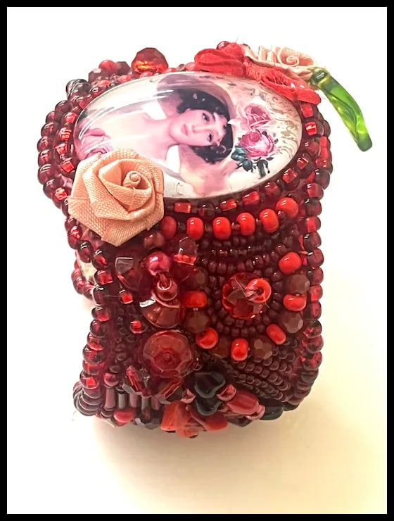 Vintage Handmade Artisan Beaded Bracelet/Cuff - 4