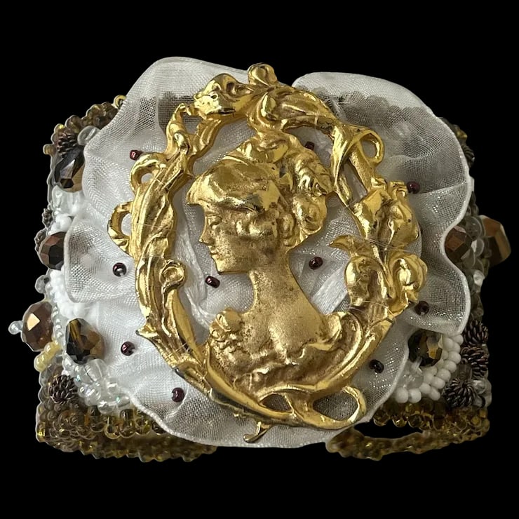 Vintage Handmade Artisan Beaded Bracelet/Cuff (1 of 6)