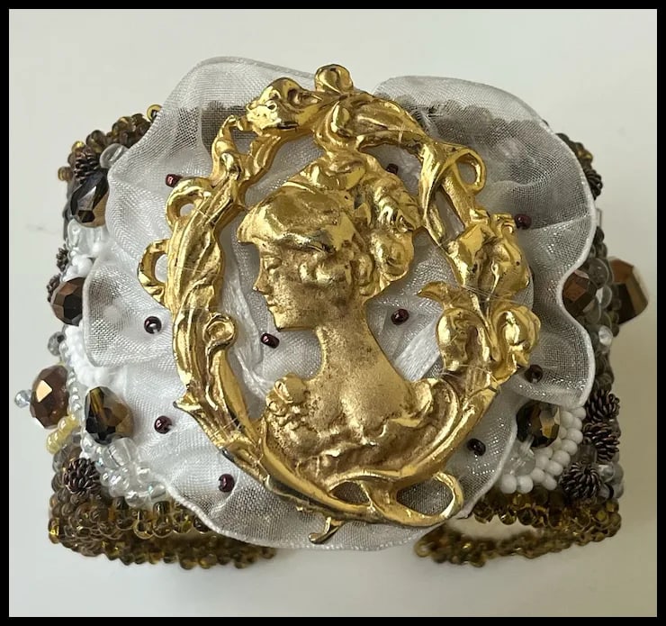 Vintage Handmade Artisan Beaded Bracelet/Cuff - 2