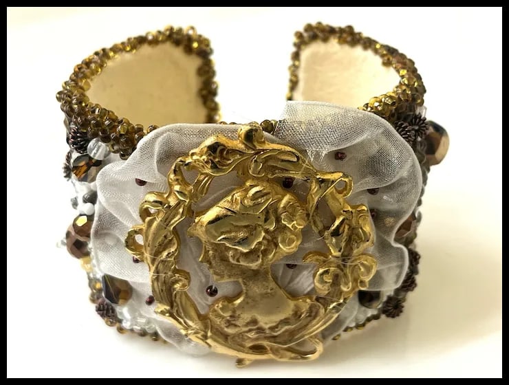 Vintage Handmade Artisan Beaded Bracelet/Cuff - 3