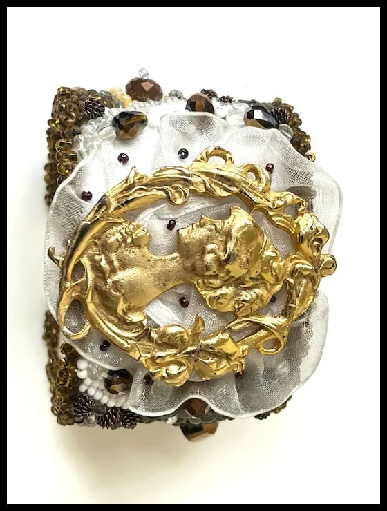 Vintage Handmade Artisan Beaded Bracelet/Cuff - 4