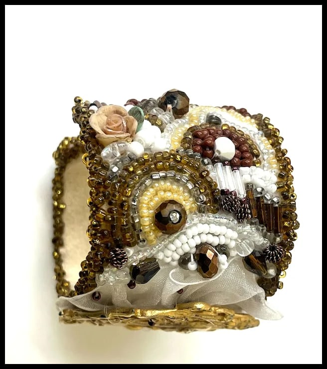 Vintage Handmade Artisan Beaded Bracelet/Cuff - 5