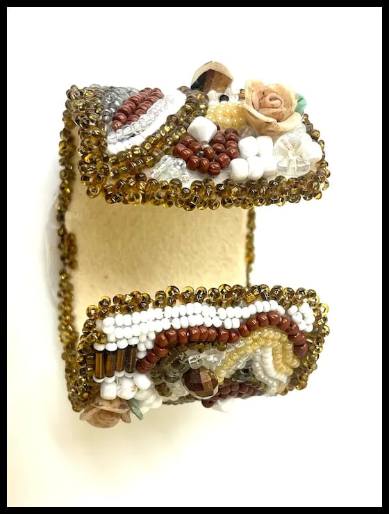 Vintage Handmade Artisan Beaded Bracelet/Cuff - 6