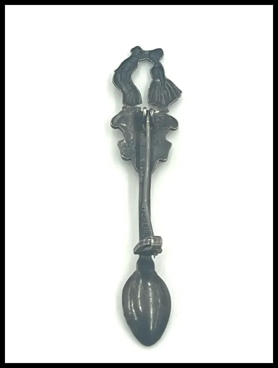 Vintage Sterling Silver Kissing Couple Spoon Brooch/Pin - 3