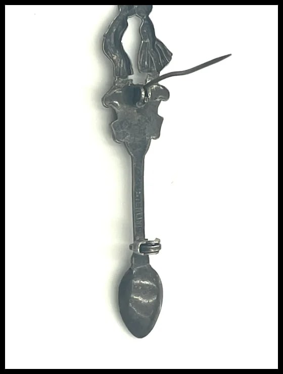 Vintage Sterling Silver Kissing Couple Spoon Brooch/Pin - 5