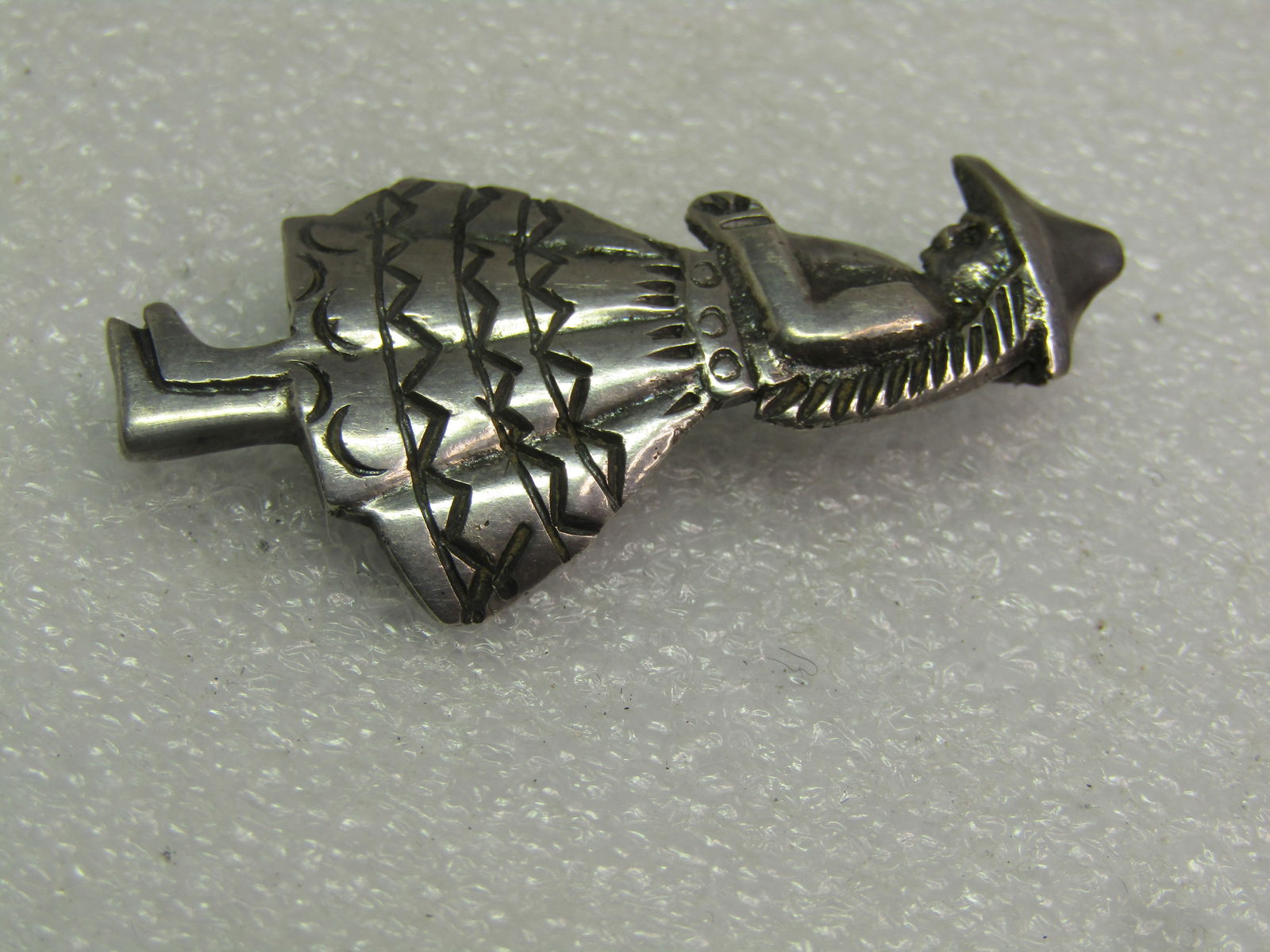 Vintage Sterling Peruvian Woman Figural Pin, Cl-Clasp, 1960's-1970's - 6