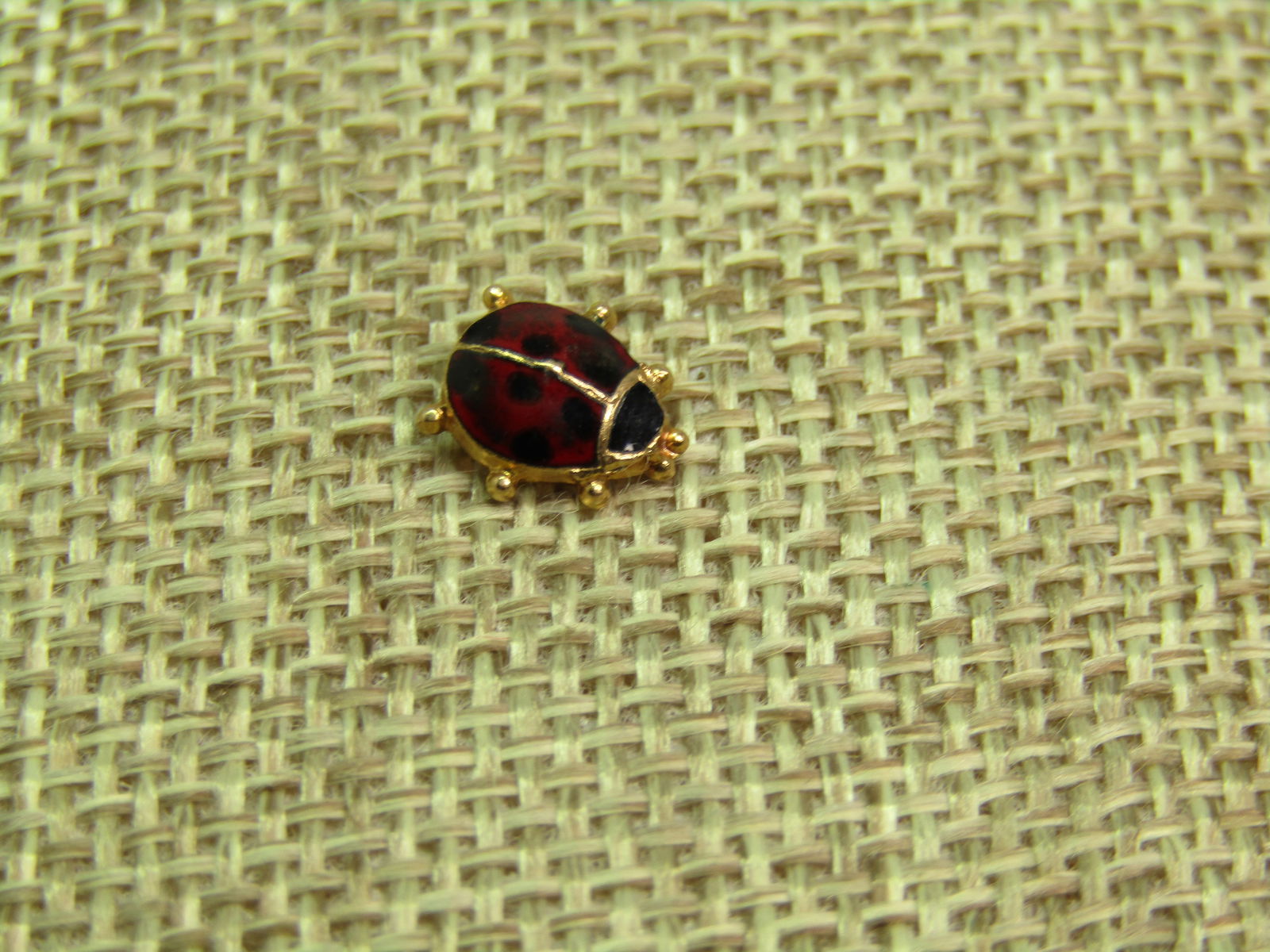 Vintage 14kt Enameled Lady Bug Tack Pin, Signed HSR, Mid-Century - 3