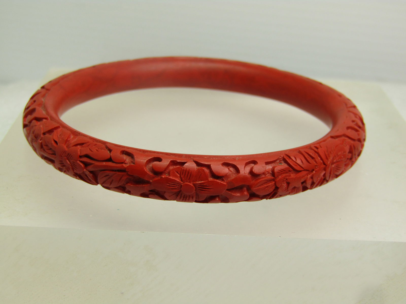 Vintage Cinnabar Rounded Bangle Bracelet, 8" , 1960's-1970's - 2