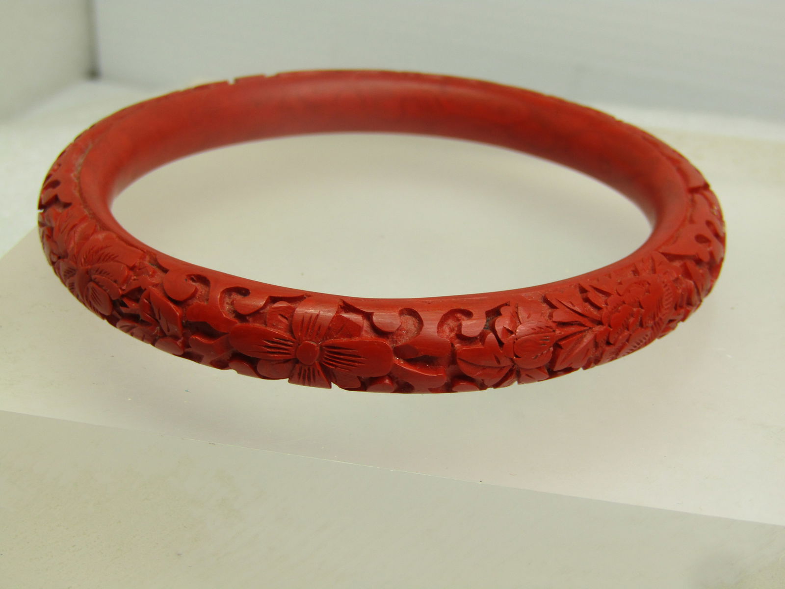 Vintage Cinnabar Rounded Bangle Bracelet, 8" , 1960's-1970's - 3