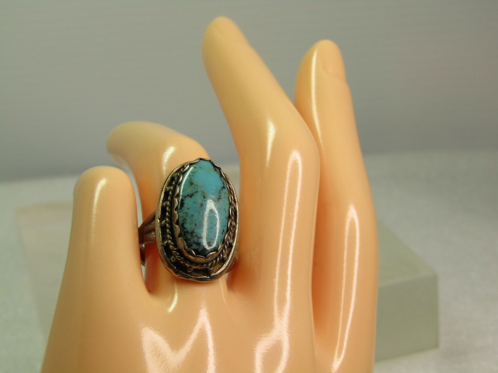 Vintage Sterling Southwestern Ring, Sz. 7, 1960's-1970's, Signed - 8