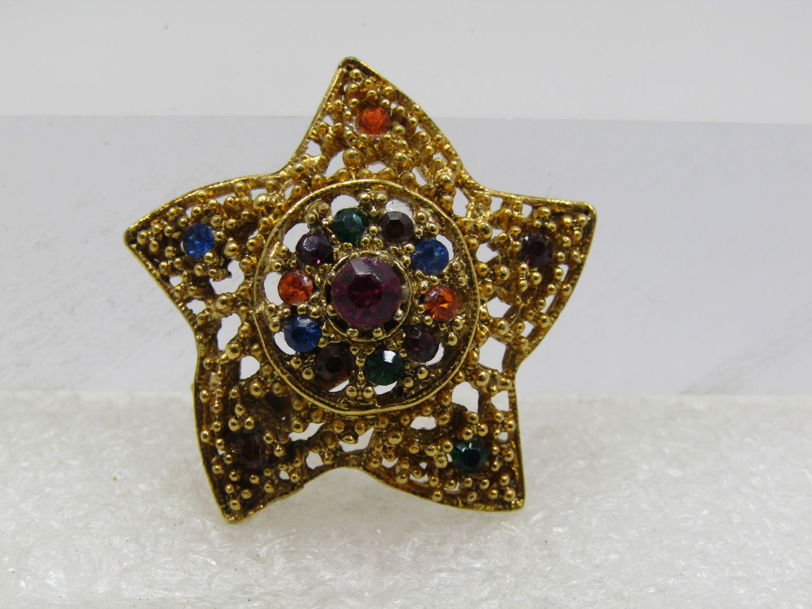 Vintage Rhinestone Domed Star Brooch, 1960's-1970's - 2