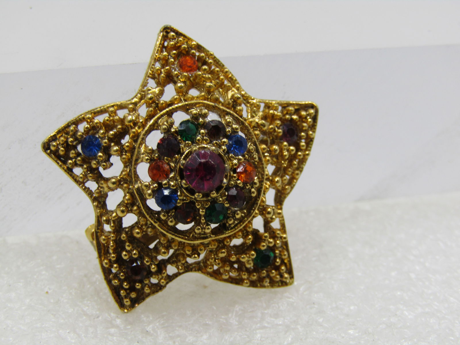 Vintage Rhinestone Domed Star Brooch, 1960's-1970's - 3