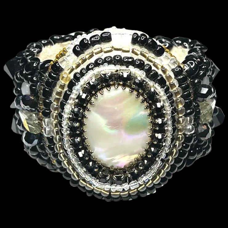 Vintage Handmade Artisan Beaded Bracelet/Cuff (1 of 5)