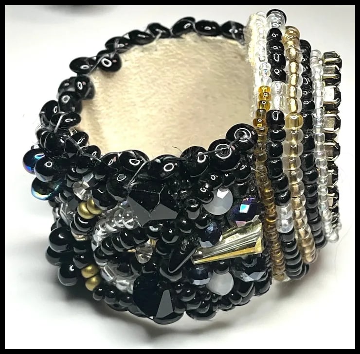 Vintage Handmade Artisan Beaded Bracelet/Cuff - 4